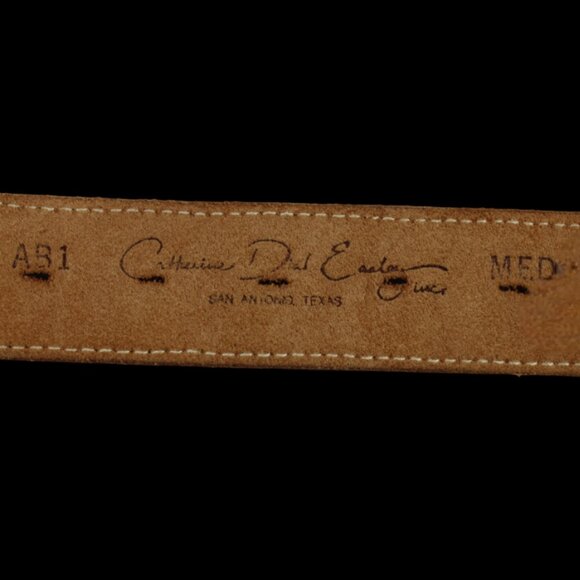 Catherine Dial Easley Aztec Geometric British Tan Leather Belt, Size Med… - Picture 7 of 7